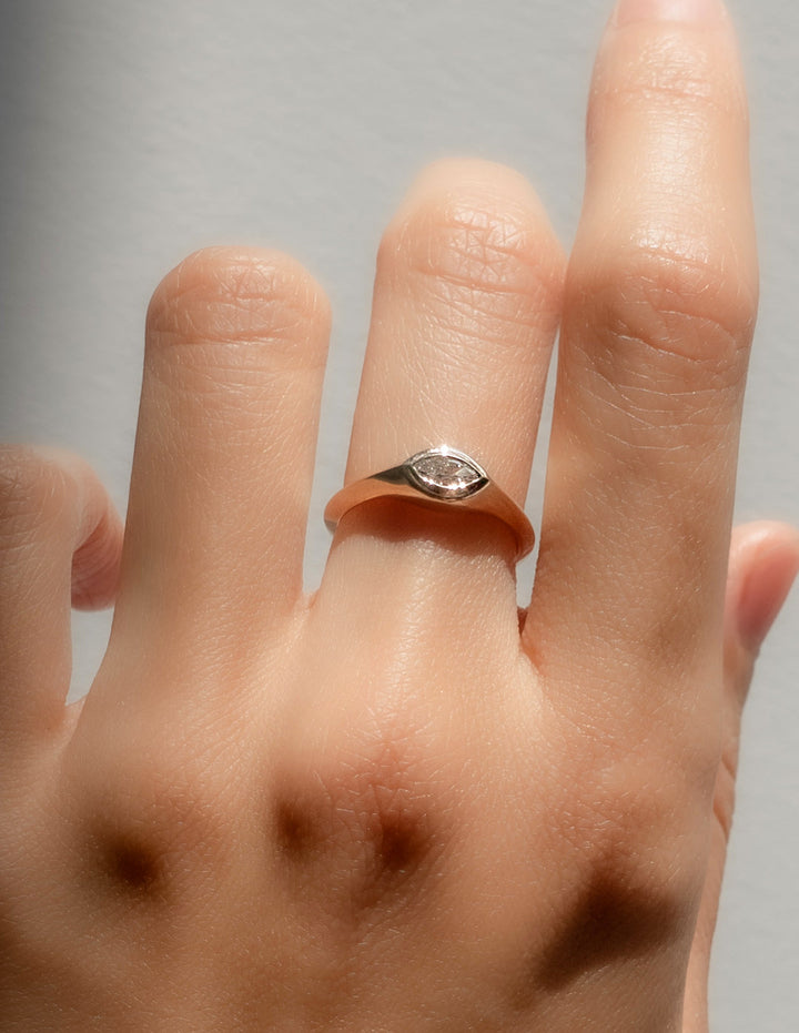 0.25CT-1.0CT Marquise Cut Lab Grown Diamond Bezel Engagement Ring