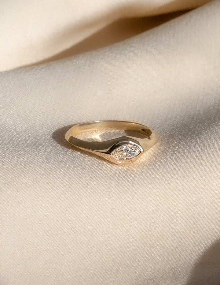 0.25CT-1.0CT Marquise Cut Lab Grown Diamond Bezel Engagement Ring