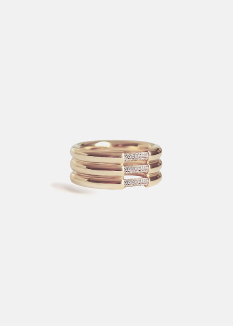 Round Lab Grown Diamond Three Row Unique Wedding Band