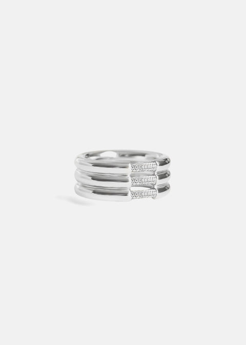 Round Lab Grown Diamond Three Row Unique Wedding Band