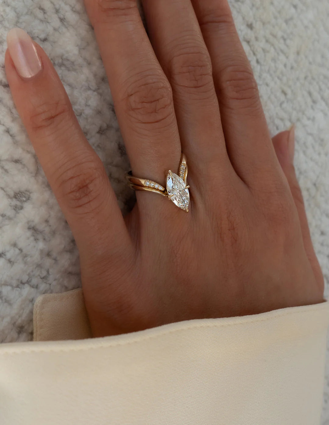 1.50CT-2.50CT Marquise E/VS Lab Grown Diamond Engagement Unique Ring Designs With Matching Diamond Band