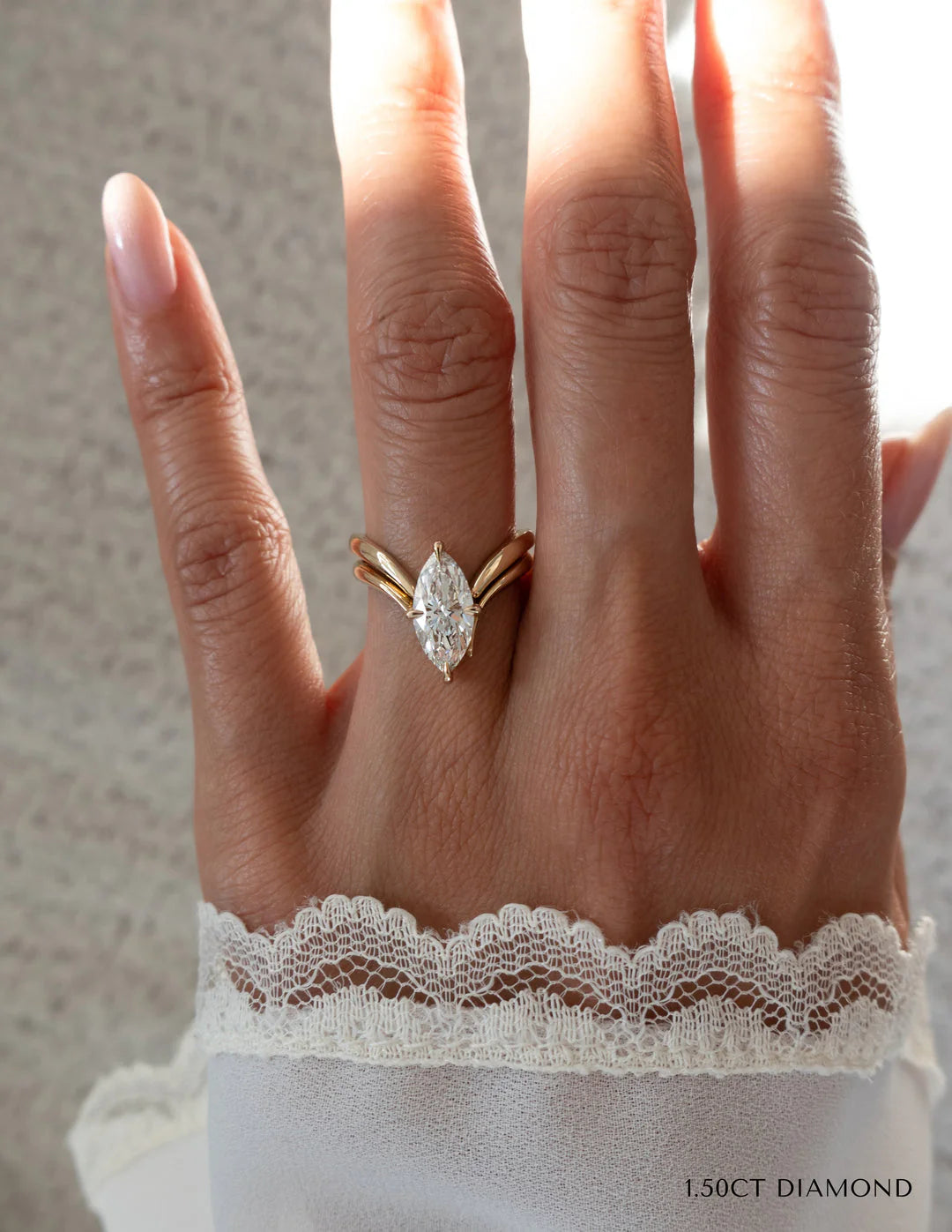 1.50CT-2.50CT Marquise Cut Unique E/VS CVD Diamond Rings Engagement With Matching Band