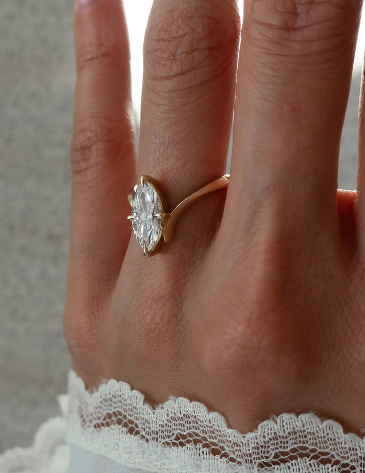 1.50CT-2.50CT Marquise E/VS CVD Diamond Unique Rings Engagement With Matching Diamond Band