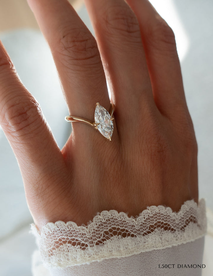 1.25CT-2.0CT Marquise Cut Lab Grown Diamond Grande Engagement Ring