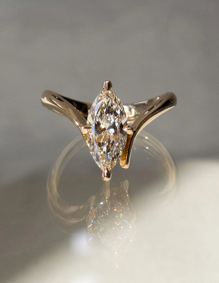 1.50CT-2.50CT Marquise Cut Unique E/VS CVD Diamond Rings Engagement With Matching Band