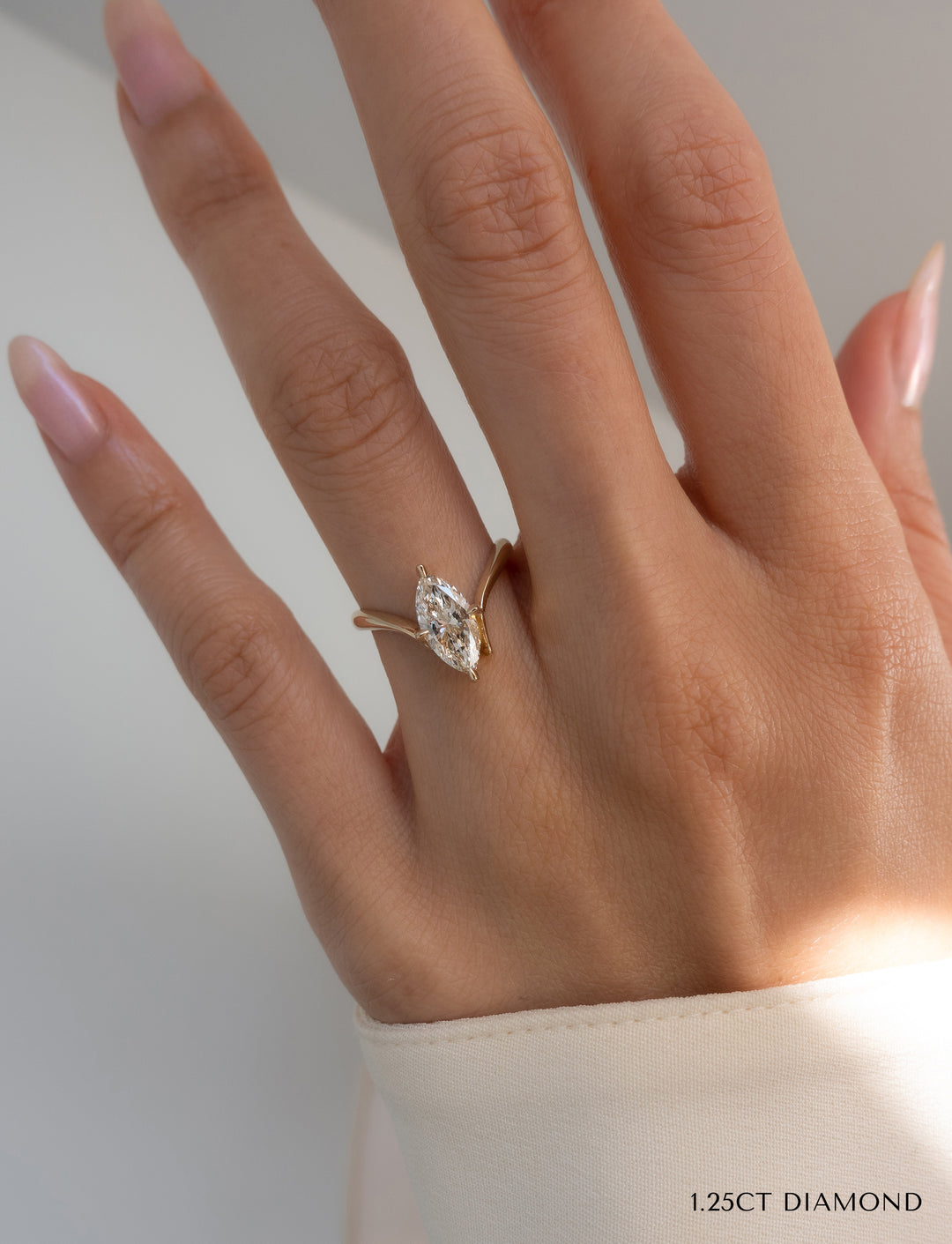 1.25CT-2.0CT Marquise Cut Lab Grown Diamond Grande Engagement Ring