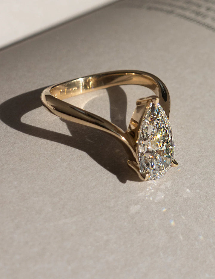 1.0CT-2.0CT Pear E/VS CVD Diamond Unique Engagement Couple Ring Design With Matching Band