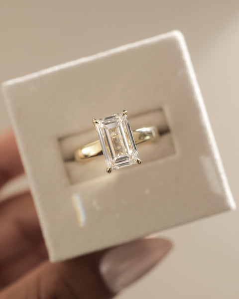 1.0CT Emerald Cut E/VS1 Lab Grown Diamond Hidden Halo Solitaire Engagement Ring