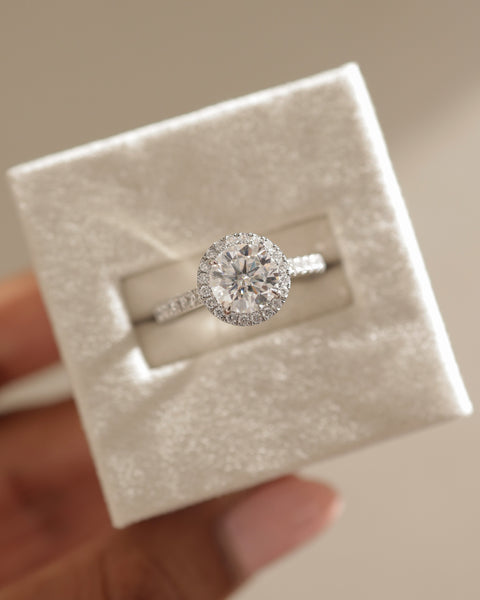 2.0ct Round Halo Cathedral Pave F/VS1 Lab Grown Diamond Engagement Ring