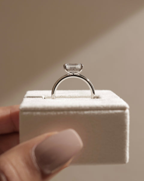 2.0ct Emerald East West Hidden Halo F/VS1 Lab Grown Diamond Engagement Ring