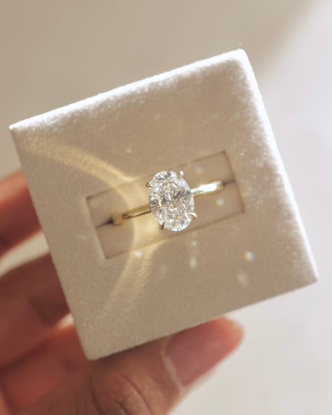 2.0CT Oval E/VS1 Lab Grown Diamond Hidden Halo Solitaire Engagement Ring