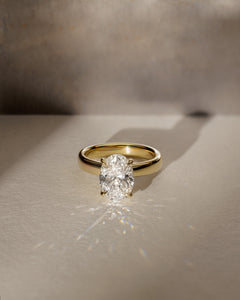 3.0ct Oval F/VS1 Lab grown Diamond Hidden Halo Solitaire Engagement Ring