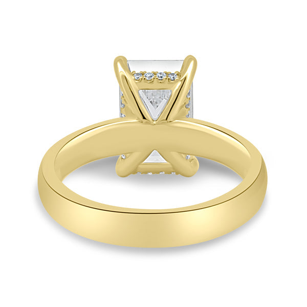 1.0CT Emerald Cut E/VS1 Lab Grown Diamond Hidden Halo Solitaire Engagement Ring