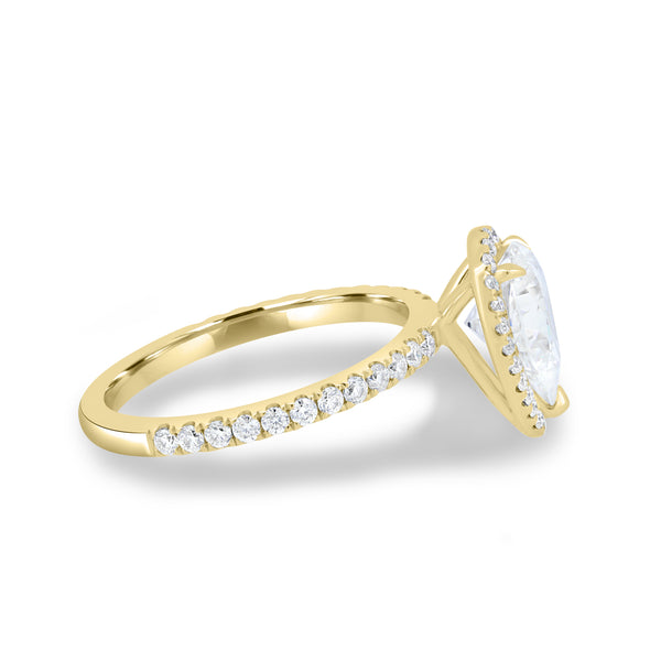 1.50CT Pear Cut E/VS2 Lab Grown Diamond Halo Pave Engagement Ring