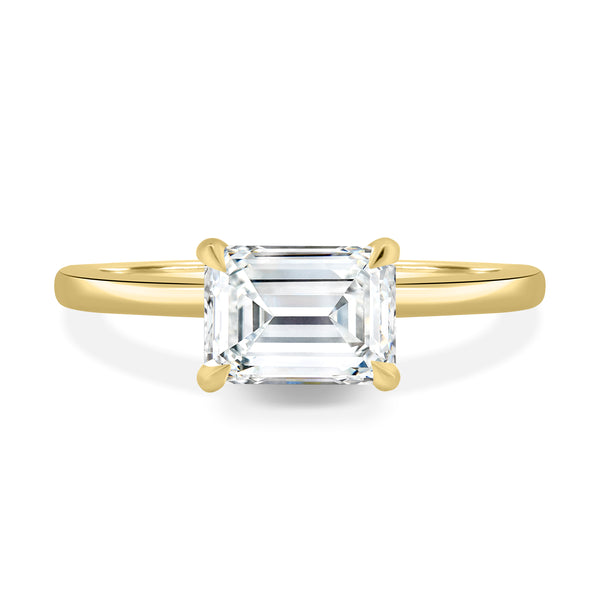 2.0ct Emerald East West Hidden Halo F/VS1 Lab Grown Diamond Engagement Ring