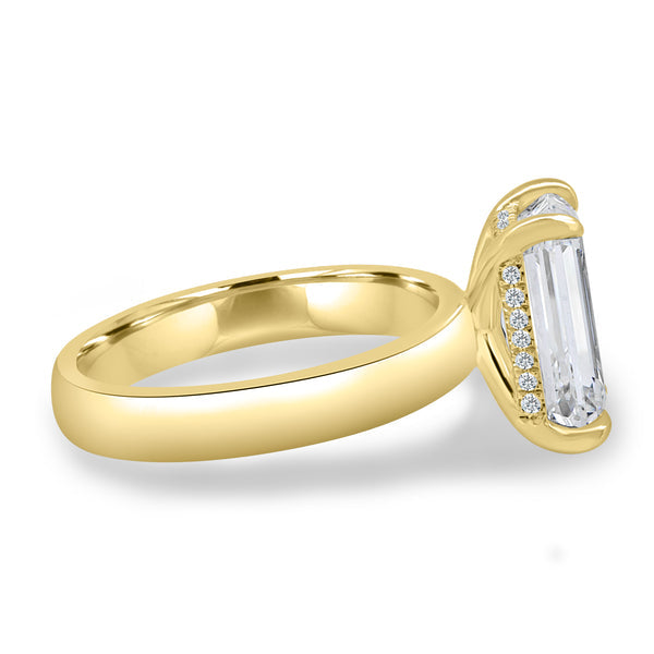 1.0CT Emerald Cut E/VS1 Lab Grown Diamond Hidden Halo Solitaire Engagement Ring