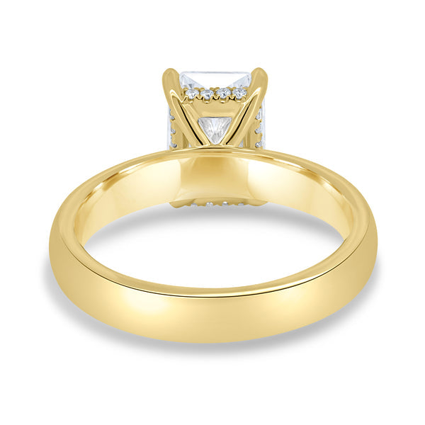 2.0CT Radiant E/VS1 Lab Grown Diamond Hidden Halo Solitaire Engagement Ring