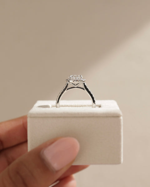 2.0ct Round Halo Cathedral Pave F/VS1 Lab Grown Diamond Engagement Ring