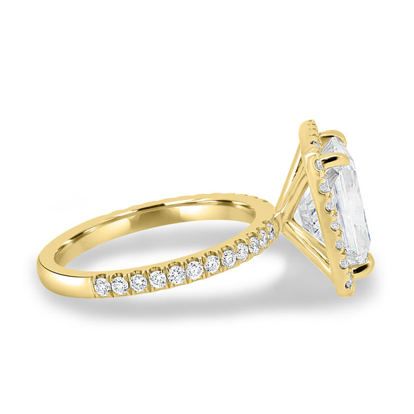 4.0ct Radiant Halo Pave F/VS1 CVD Diamond Engagement Ring