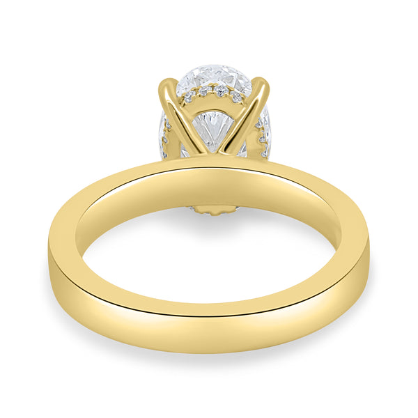 1.50CT Oval F/VS1 CVD Diamond Hidden Halo Solitaire Engagement Ring