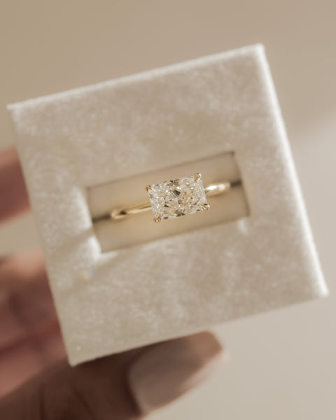 2.0ct Radiant East West F/VS1 CVD Diamond Hidden Halo Engagement Ring