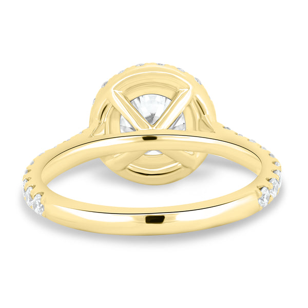 2.0ct Round Halo Cathedral Pave F/VS1 Lab Grown Diamond Engagement Ring
