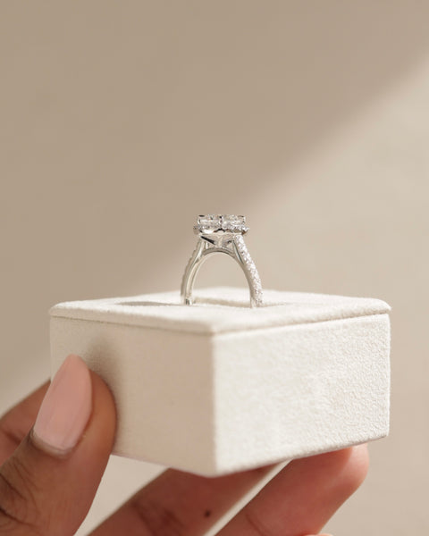 1.50CT Round E/VS1 Lab Grown Diamond Halo Pave Engagement Ring