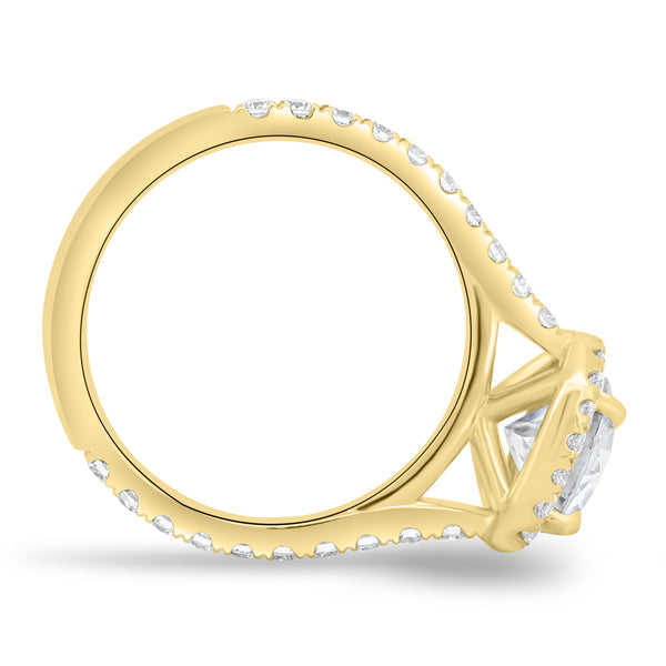 2.0ct Round Halo Cathedral Pave F/VS1 Lab Grown Diamond Engagement Ring