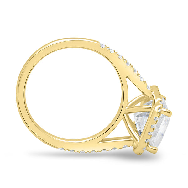 1.50CT Emerald Cut E/VS2 Lab Grown Diamond Halo Cathedral Pave Engagement Ring