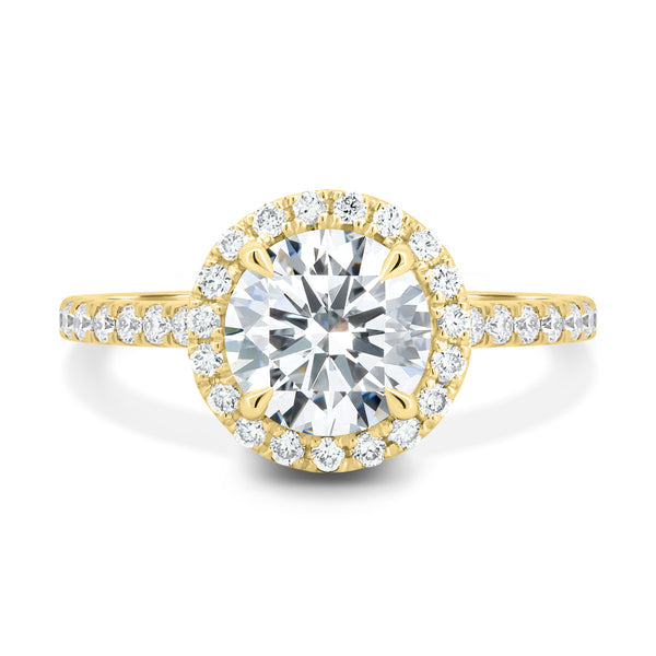 2.0ct Round Halo Cathedral Pave F/VS1 Lab Grown Diamond Engagement Ring