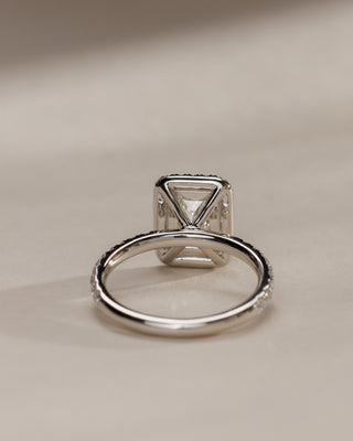 1.50CT Emerald Cut E/VS2 Lab Grown Diamond Halo Pave Engagement Ring