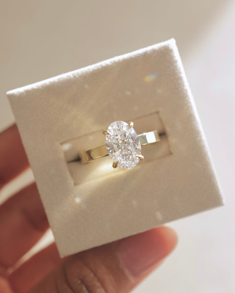 1.50CT Oval F/VS1 CVD Diamond Hidden Halo Solitaire Engagement Ring