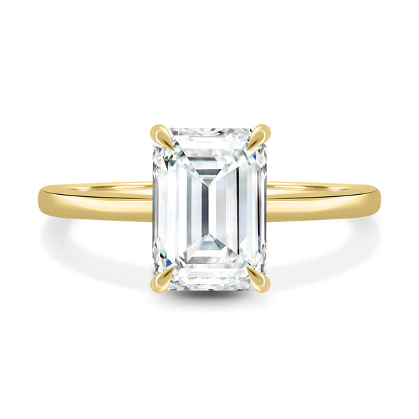 2.0ct Emerald Hidden Halo Solitaire F/VS2 Diamond Lab Grown Engagement Ring