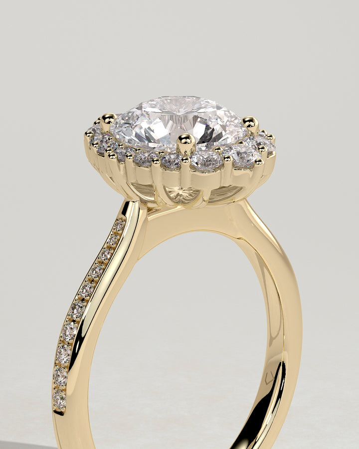 round diamond halo ring lab created