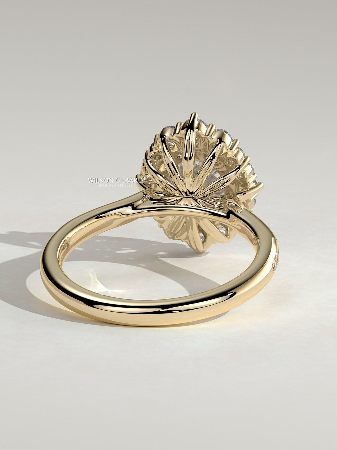 modern oval halo engagement ring