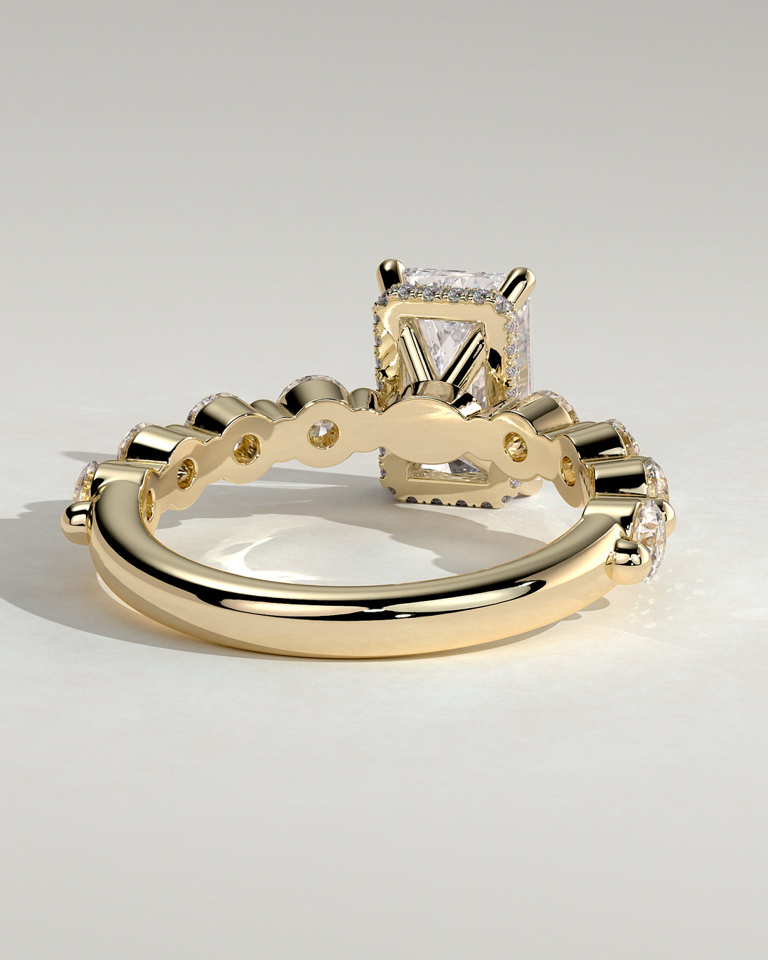 modern radiant engagement ring halo