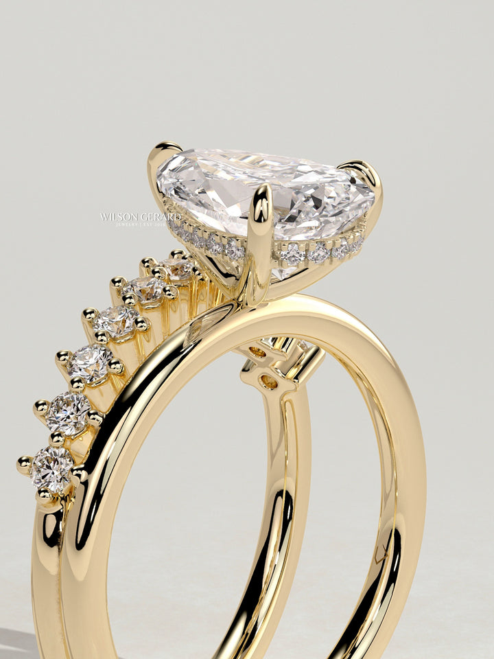 Hidden Halo Pear Diamond Ring