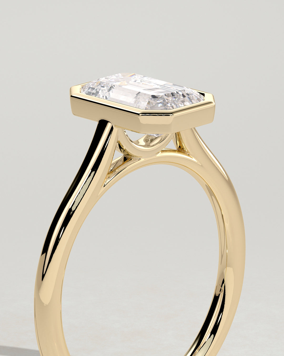 High set emerald cut ring