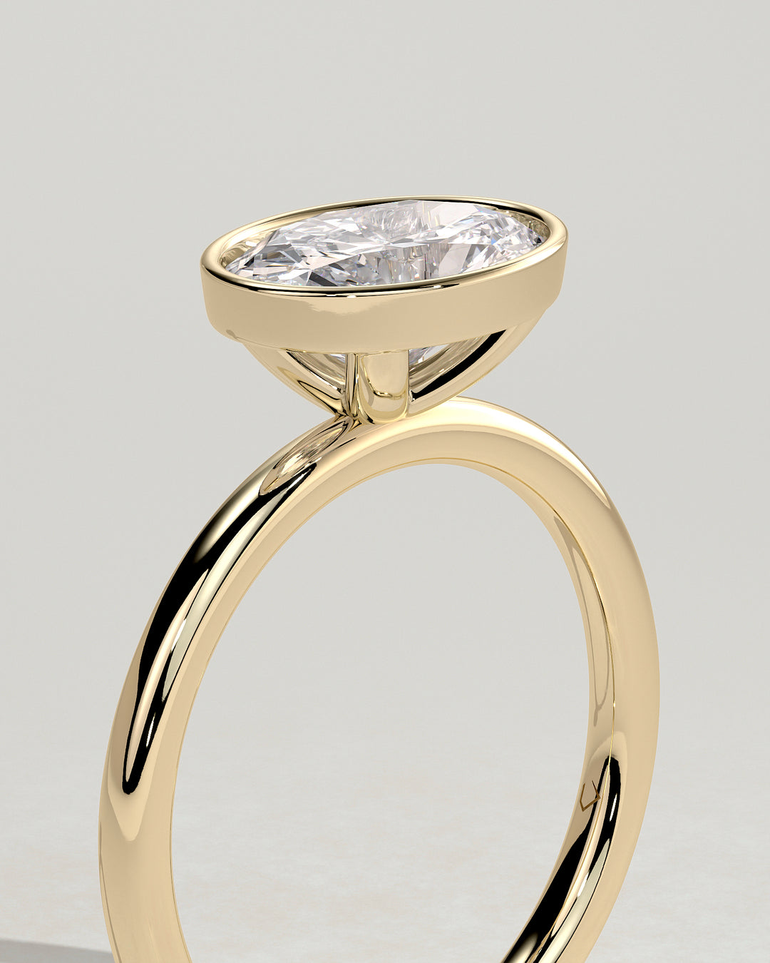 Horizontal oval engagement ring