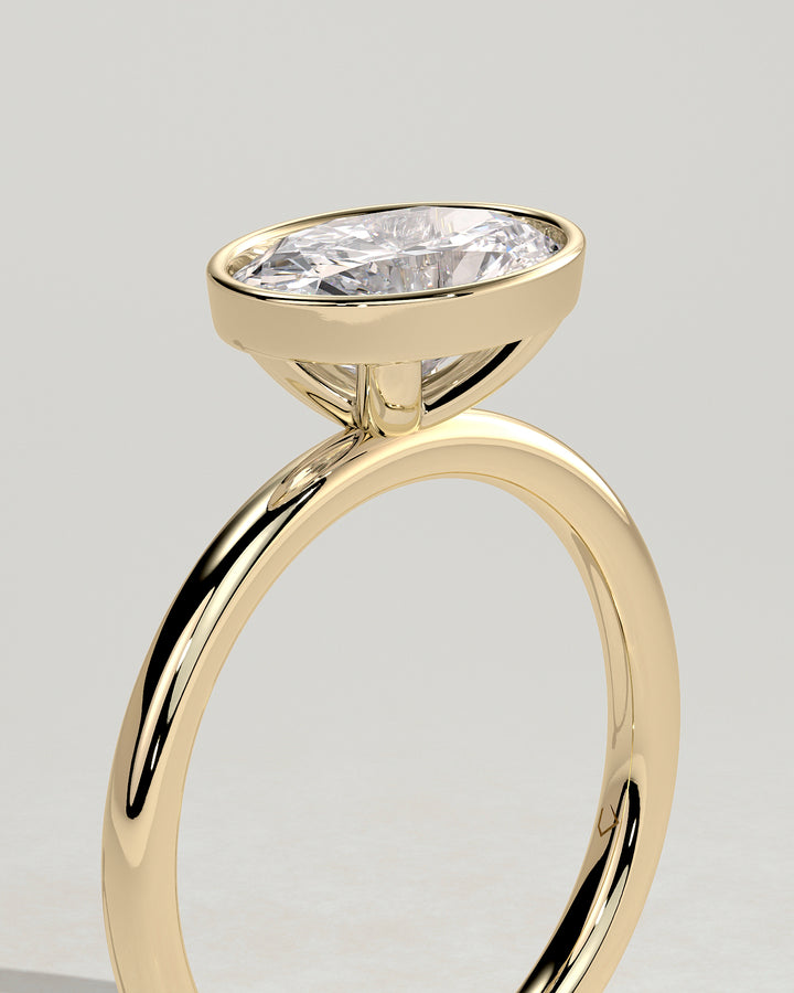 Horizontal oval engagement ring