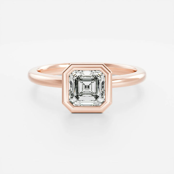 lab grown asscher diamond engagement ring bezel solitaire E/VS1 USA
