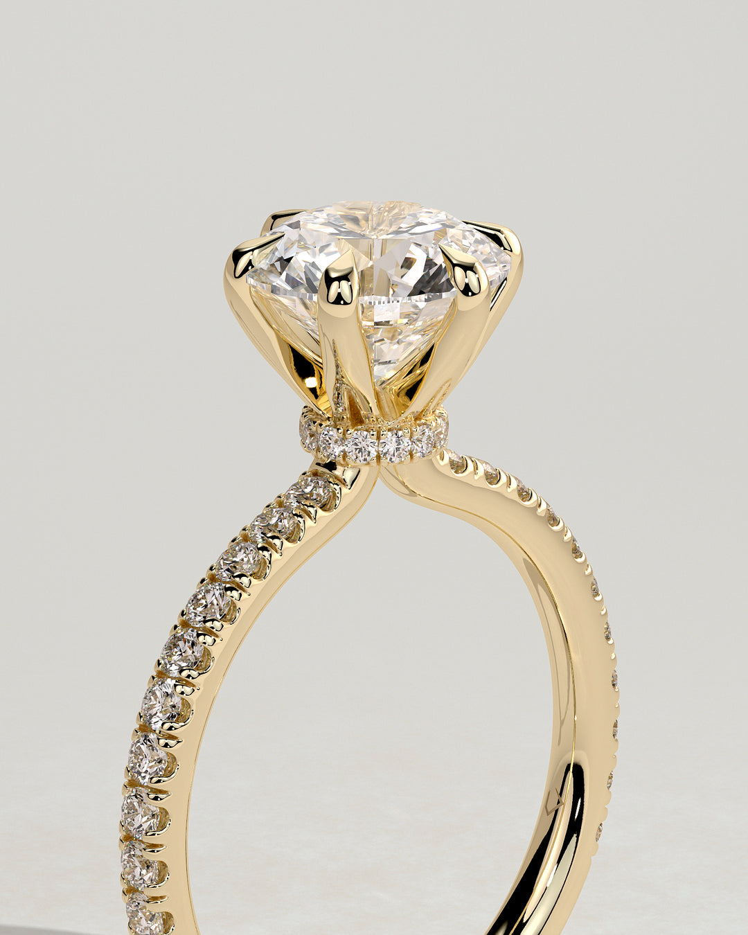 round pave engagement ring 1.5 carat lab grown diamond IGI certified