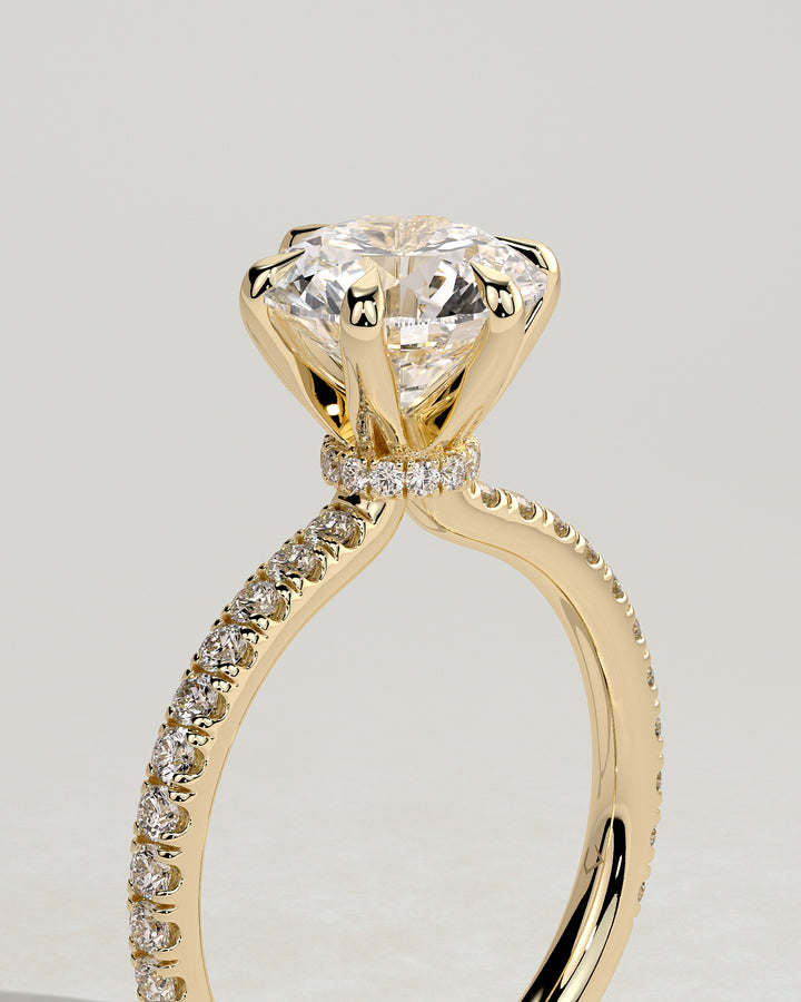 round pave engagement ring 1.5 carat lab grown diamond IGI certified