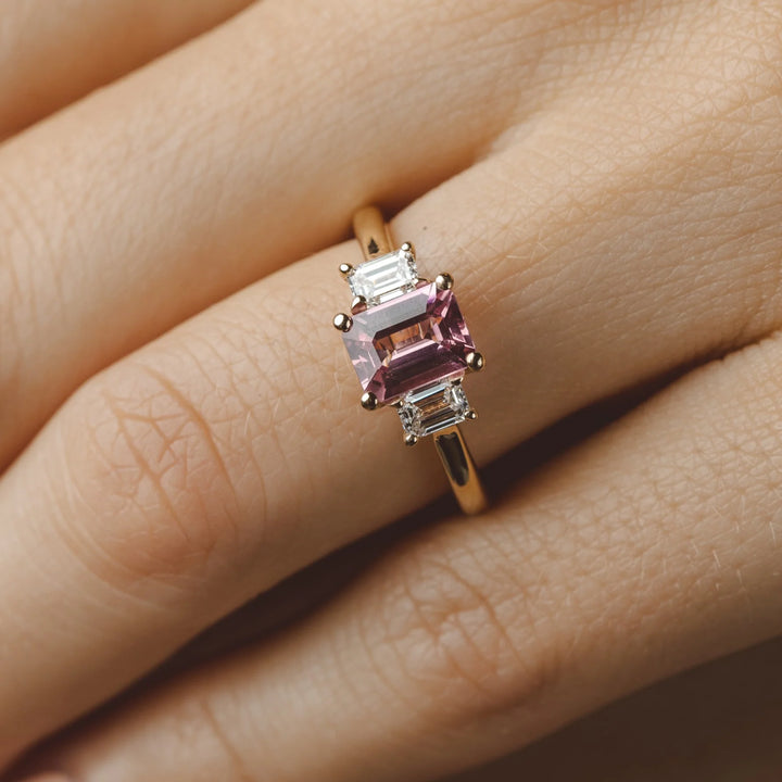 Emerald Cut Pink Diamond Ring