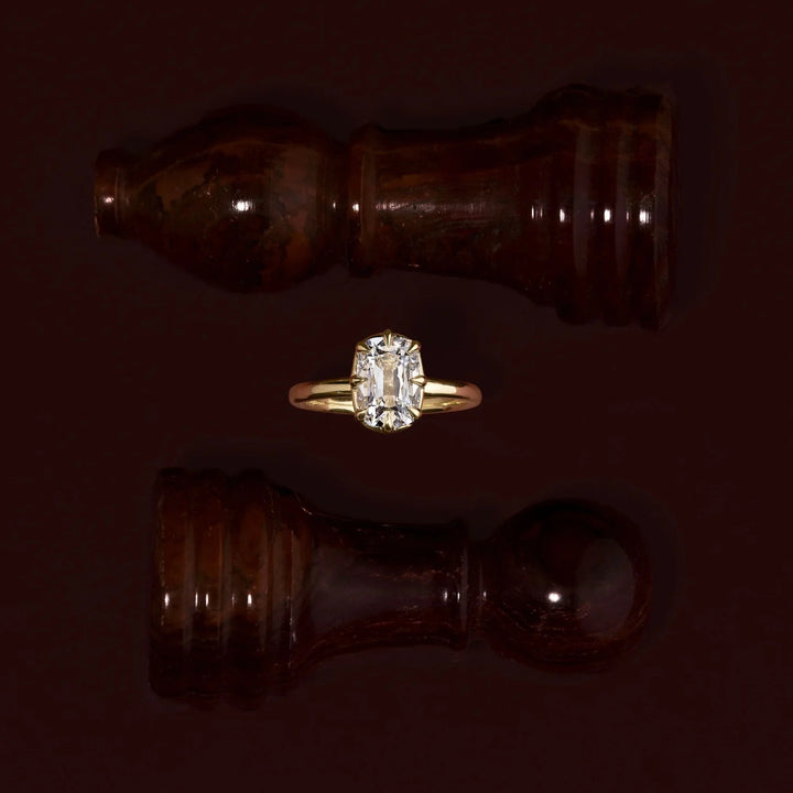 minimalist cushion bezel solitaire ring lab diamond USA 1.5ct