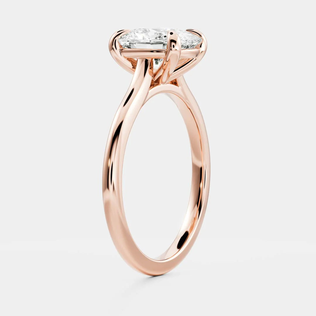lab grown cushion diamond cathedral engagement ring IGI USA