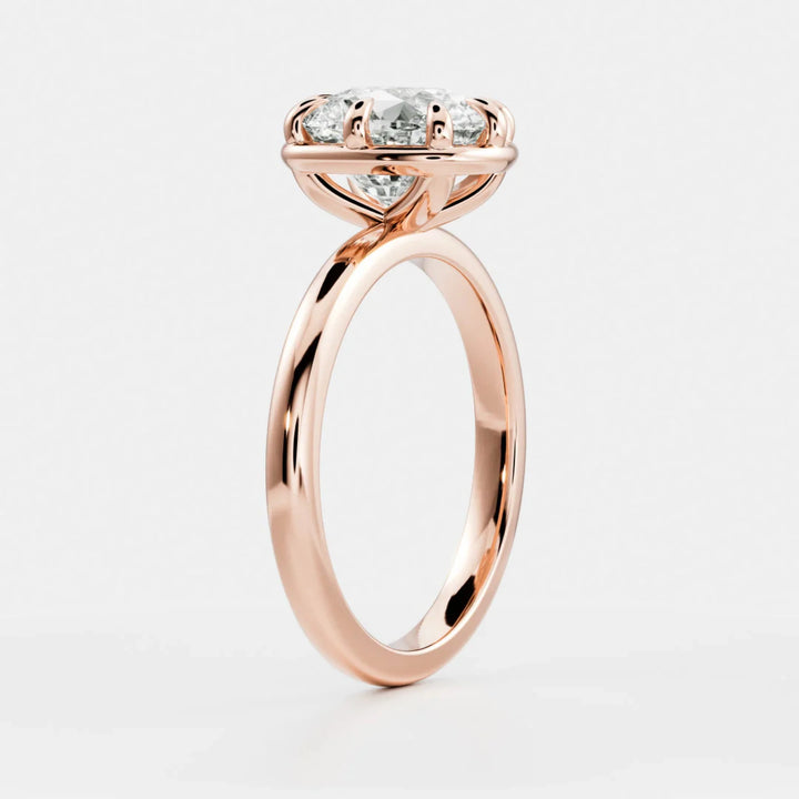 lab grown cushion diamond bezel set solitaire engagement ring IGI USA
