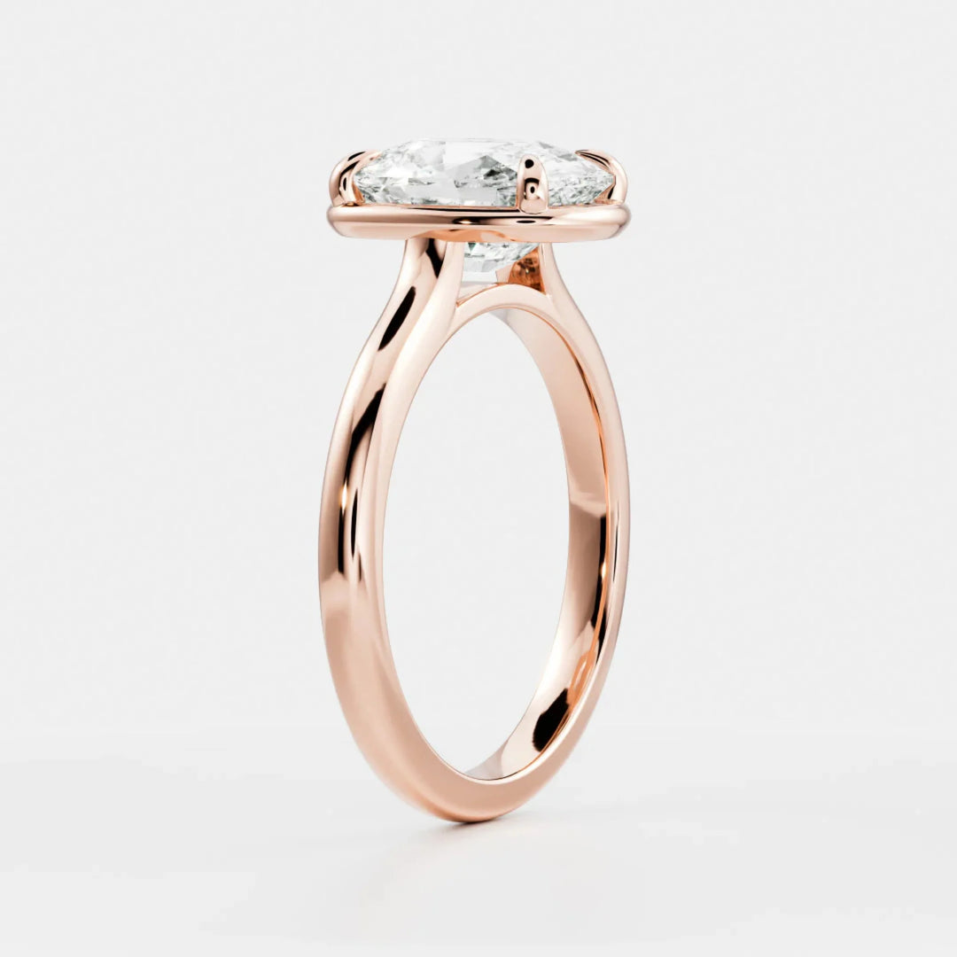 lab grown cushion diamond bezel solitaire engagement ring IGI certified USA
