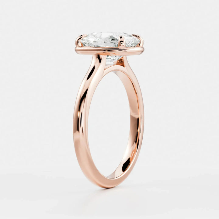lab grown cushion diamond bezel solitaire engagement ring IGI certified USA