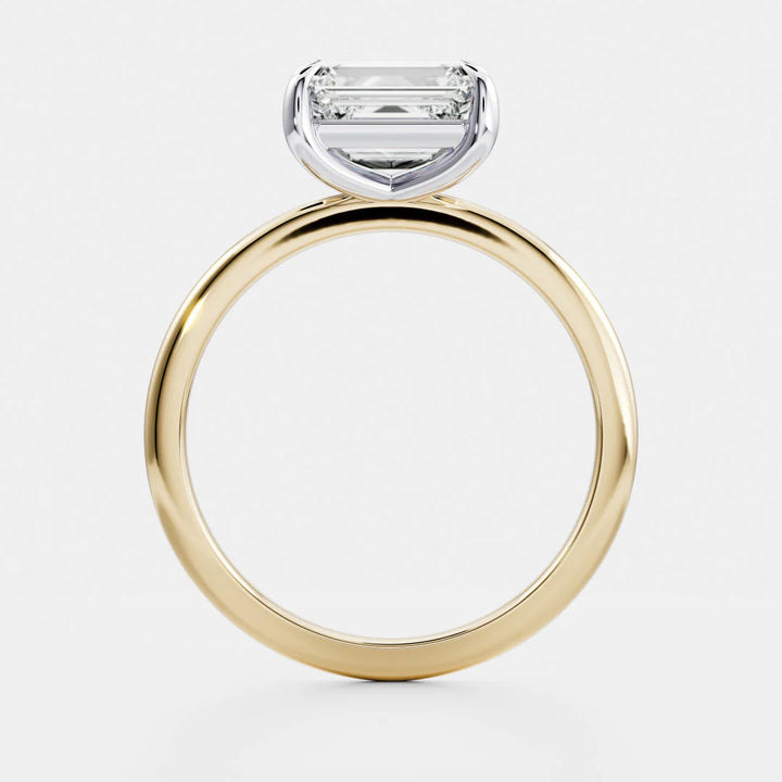 lab grown east west emerald diamond solitaire ring IGI certified USA